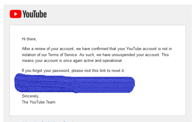 How to get terminated YouTube account back